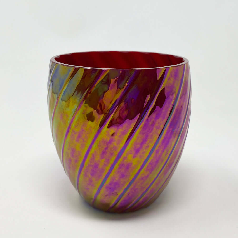 glass eye studio handmade glass january twist birthstone votive