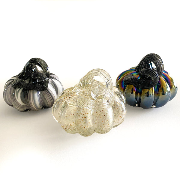 Small Black & White Pumpkin Trio