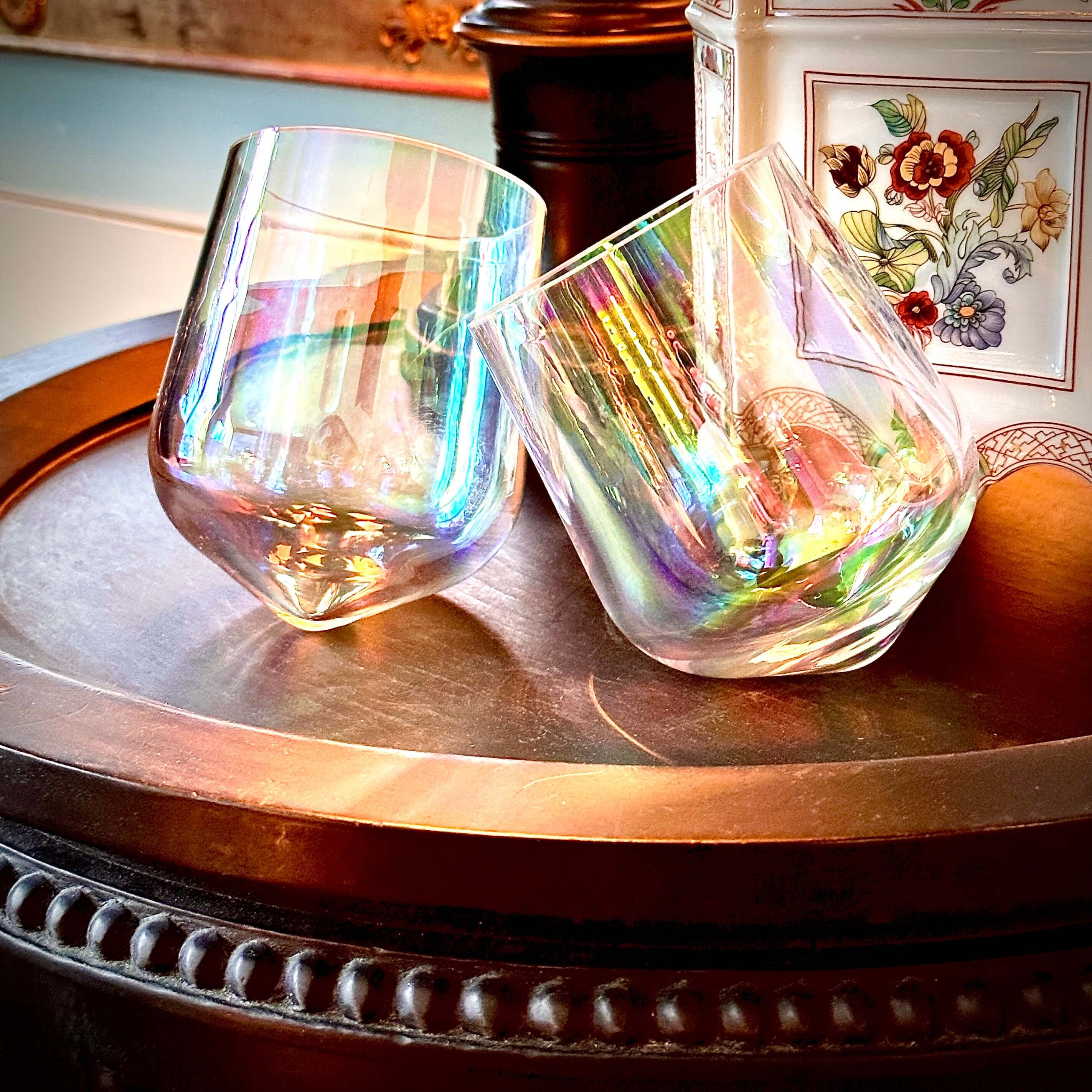 Glass Eye Studio Kolibri-Futterstation – Regenbogenfarben, Mit S-Haken, Aus Glas, Handgefertigt In USA