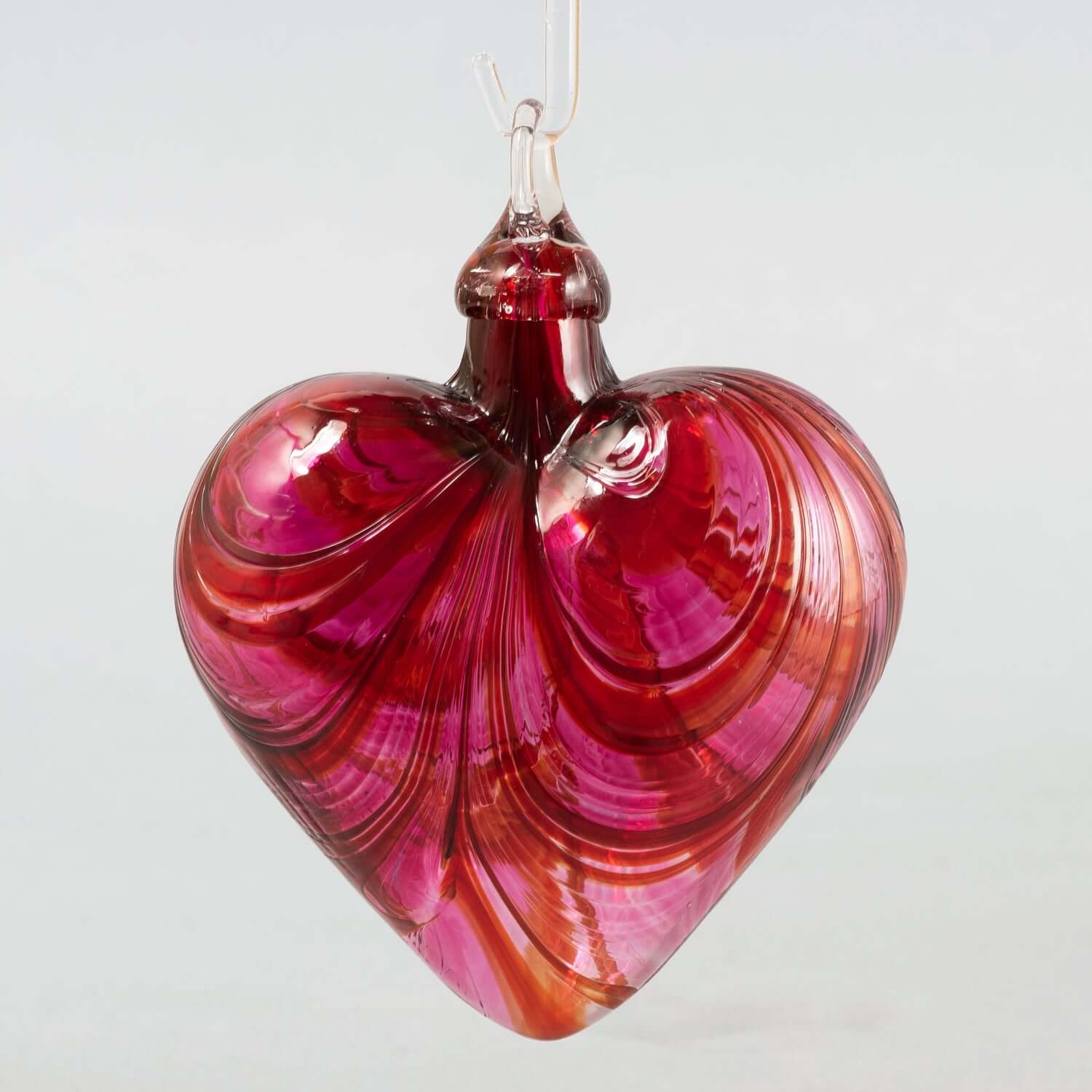 Glass Eye Studio Ornamento A Cuore In Vetro Soffiato A Mano – Colore Mistletoe, Lunghezza 8,9 Cm, Fatto A Seattle