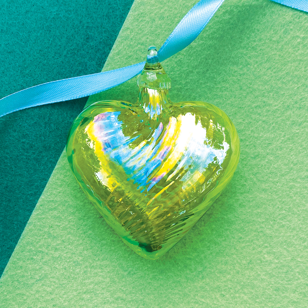 august heart birthstone ornament handmade glass