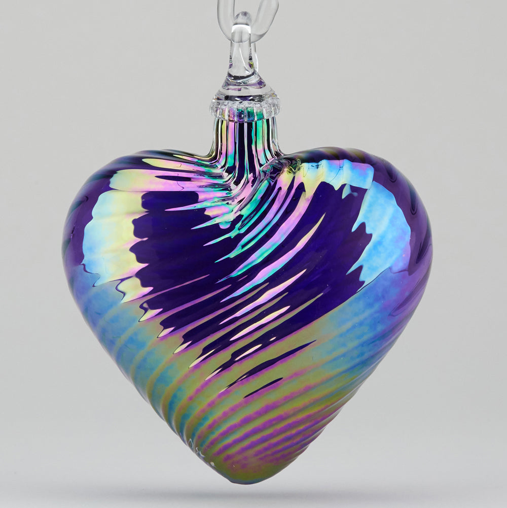 February heart birthstone ornament handmade glass