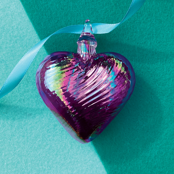 February heart birthstone ornament handmade glass
